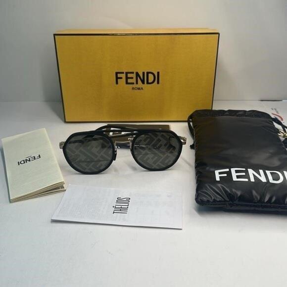 💯- New Authentic Fendi Pattern Pilot Men's Sunglasses FE40040U 02C 51 - Picture 6 of 16